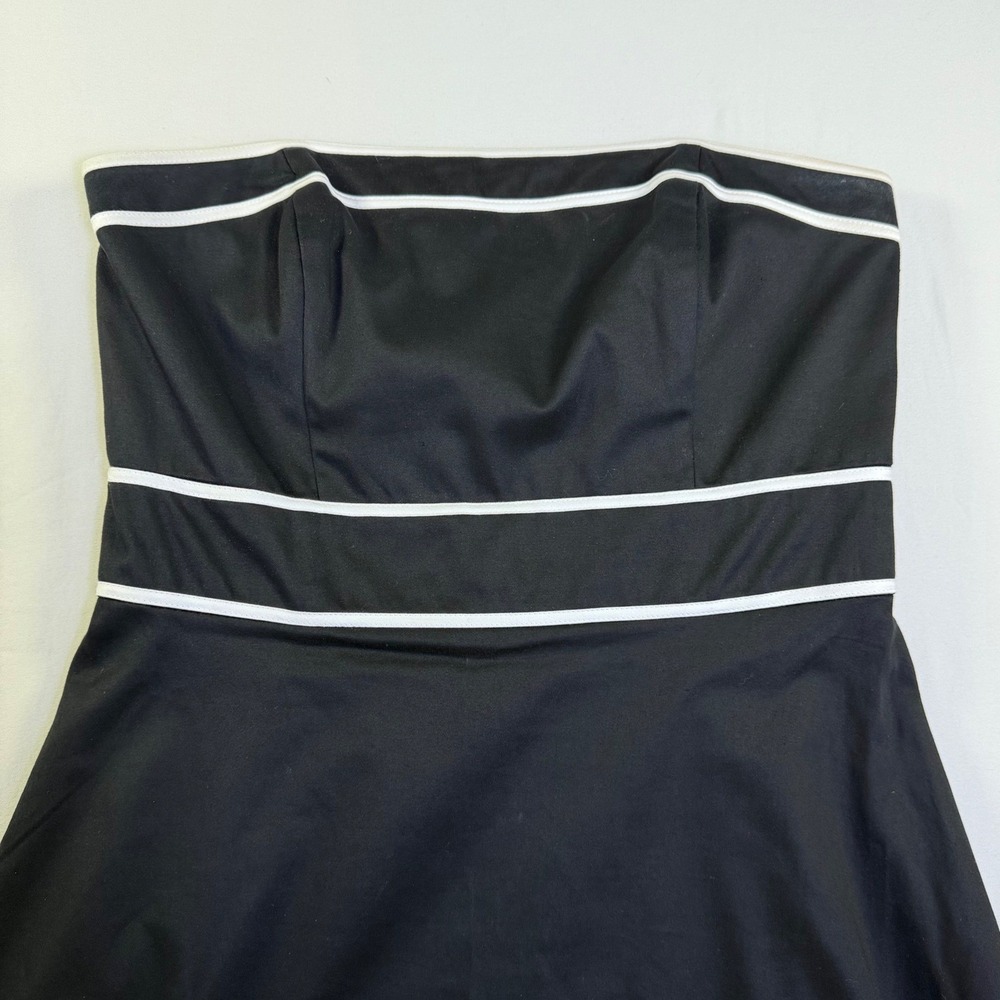 White House Black Market Strapless Black White Striped Fit Flare Dress Size 8‎ - Picture 3 of 10